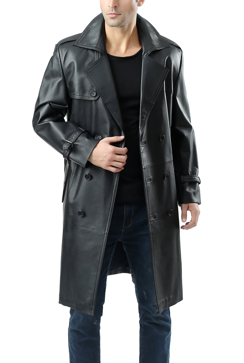Special Price | BGSD Men Xander Classic Leather Long Trench Coat For ...